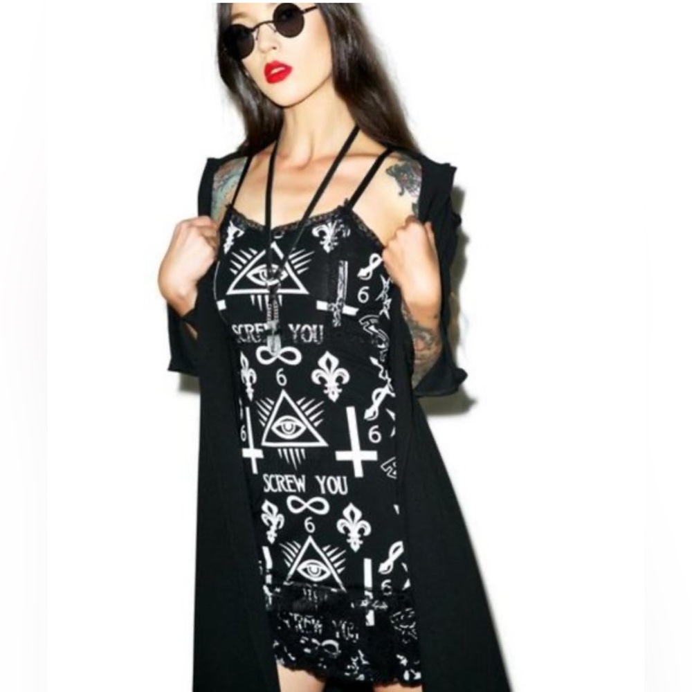 Rat Baby Screw You Evil Eye Pentagram Occult  Sleeveless Bodycon Dress Large